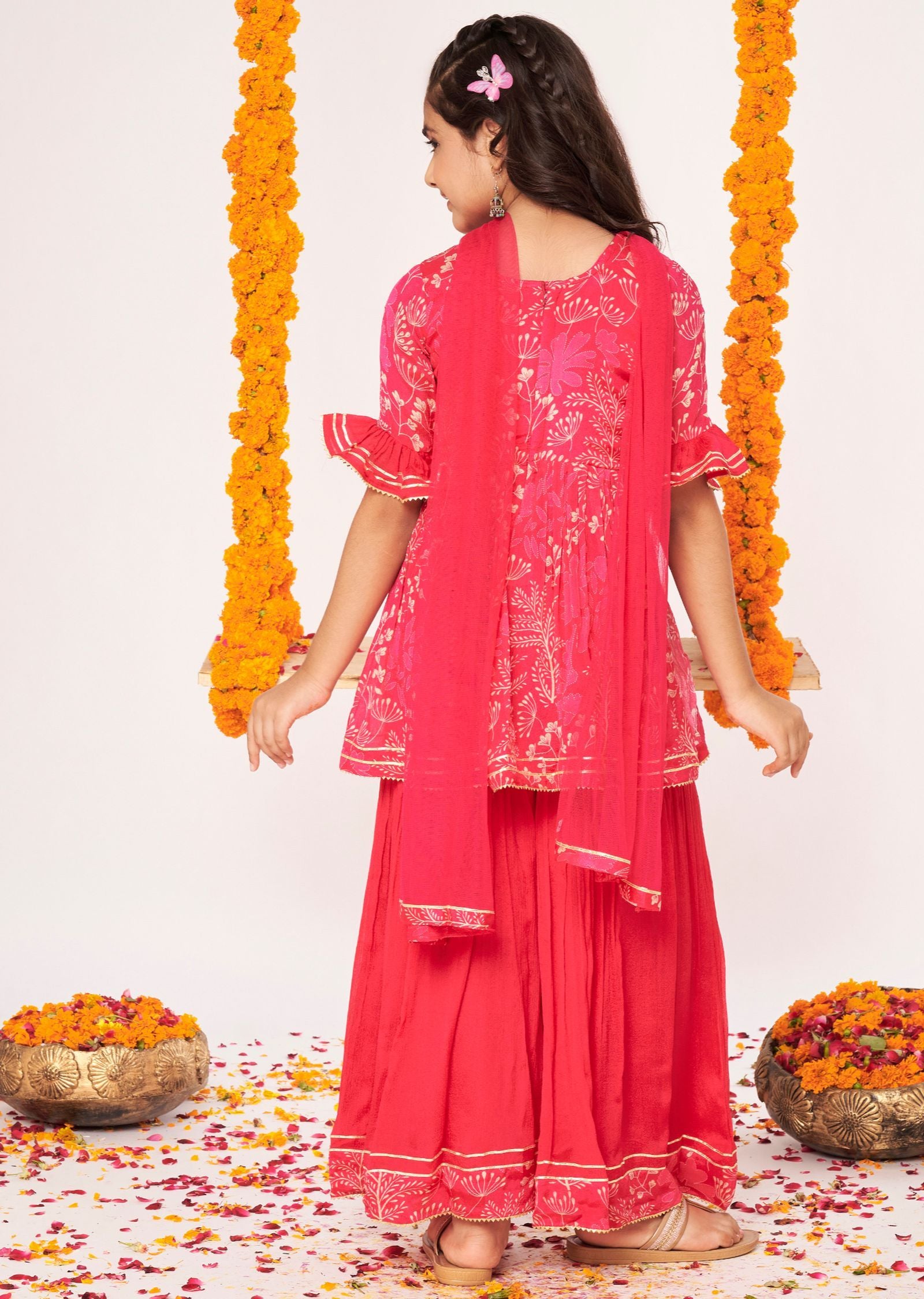 Rani Pink Chinnon Gharara Set