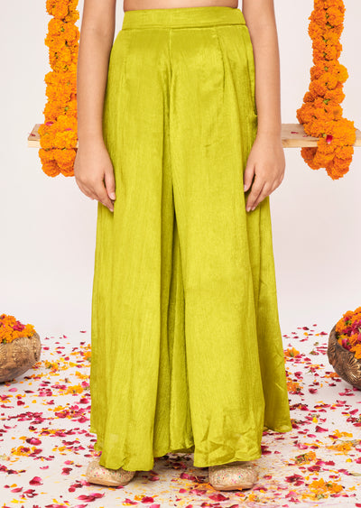 Mehndi Green Chinnon Gharara Set