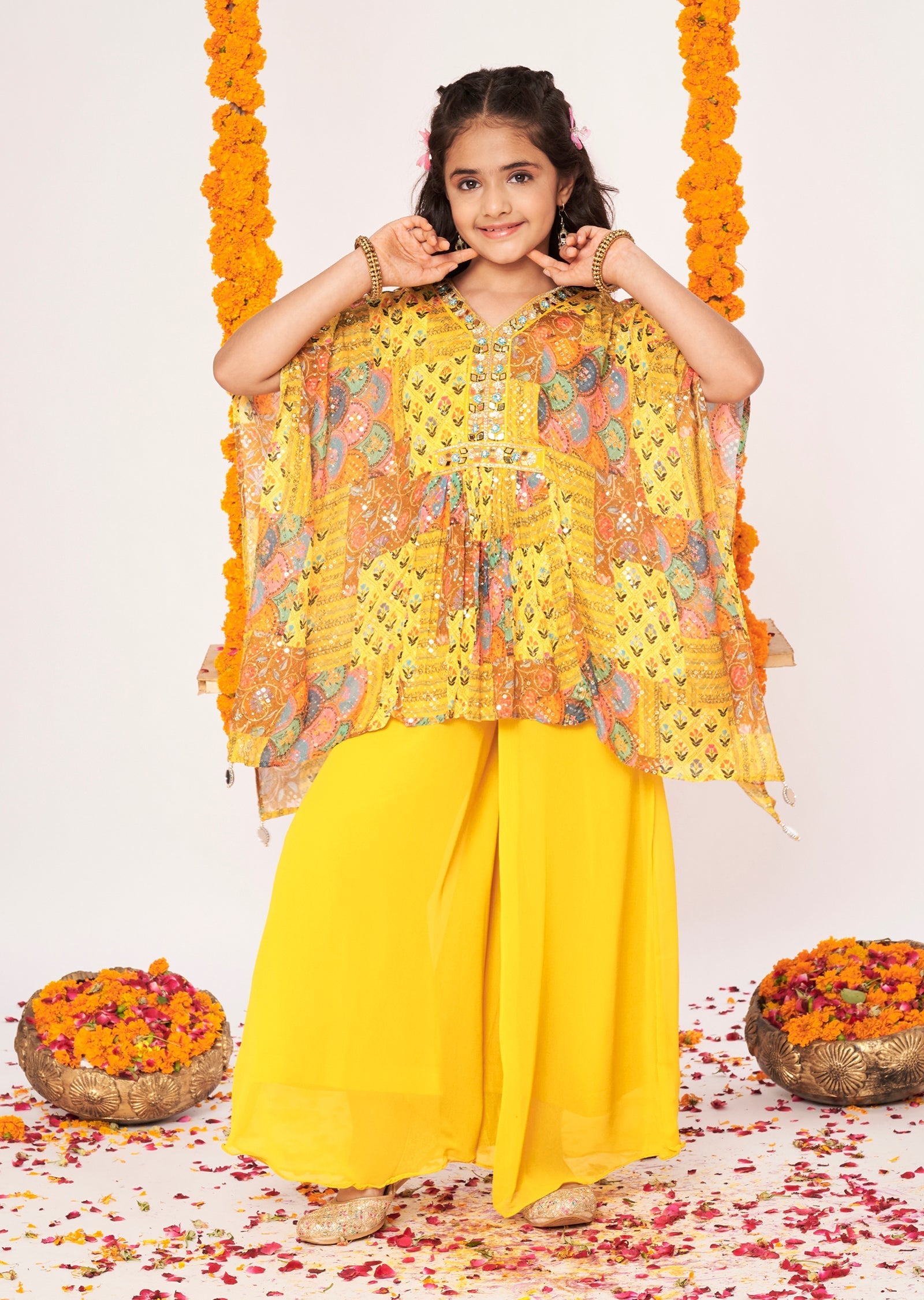 Yellow Chinnon Gharara Set