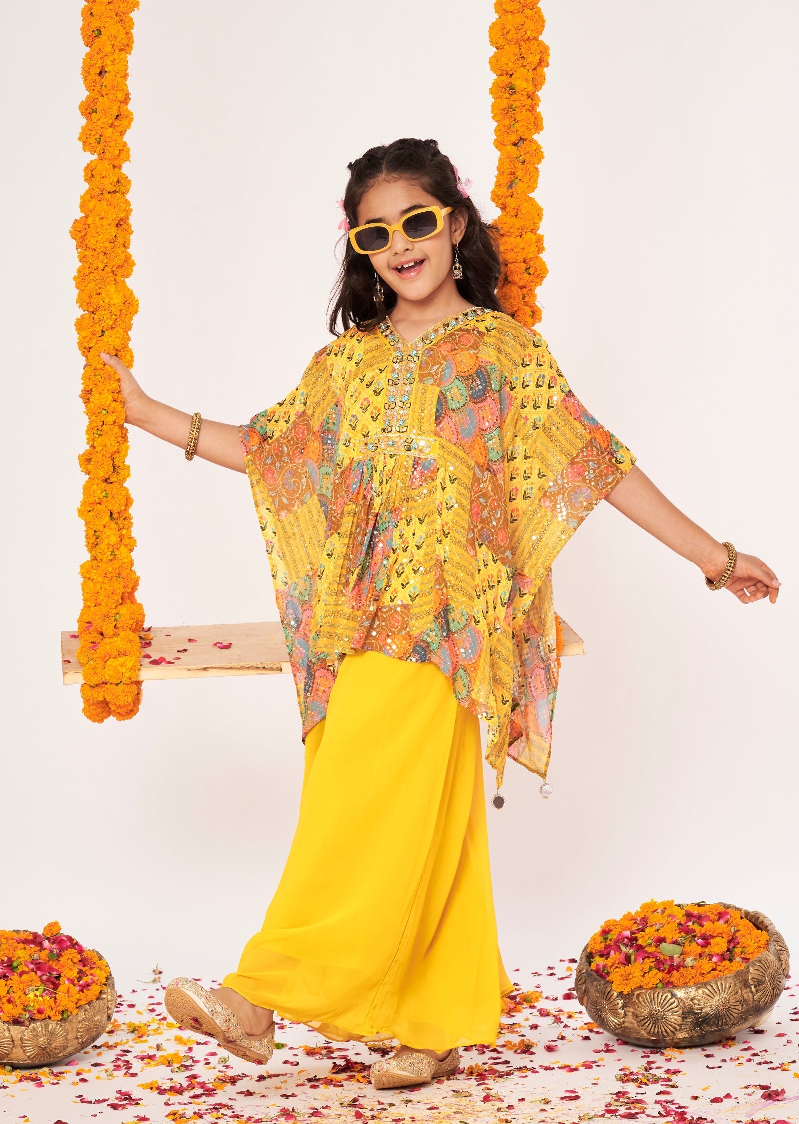 Yellow Chinnon Gharara Set