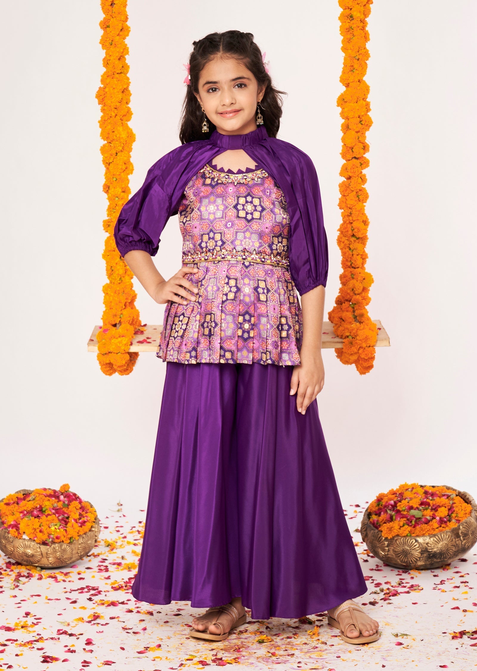 Purple Banaras Gharara Set