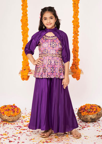 Purple Banaras Gharara Set