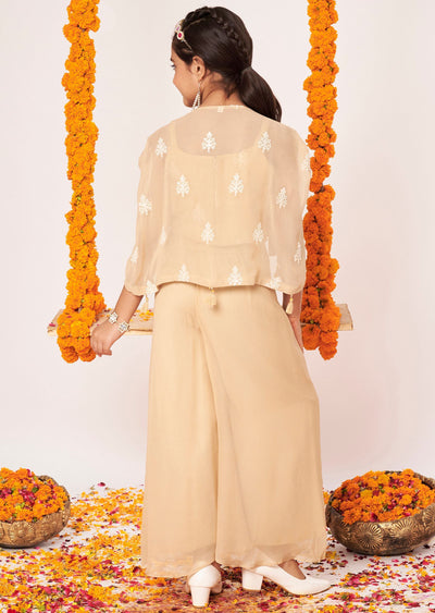 Dark Biege Georgette Gharara Set