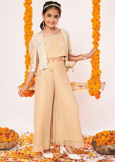 Dark Biege Georgette Gharara Set