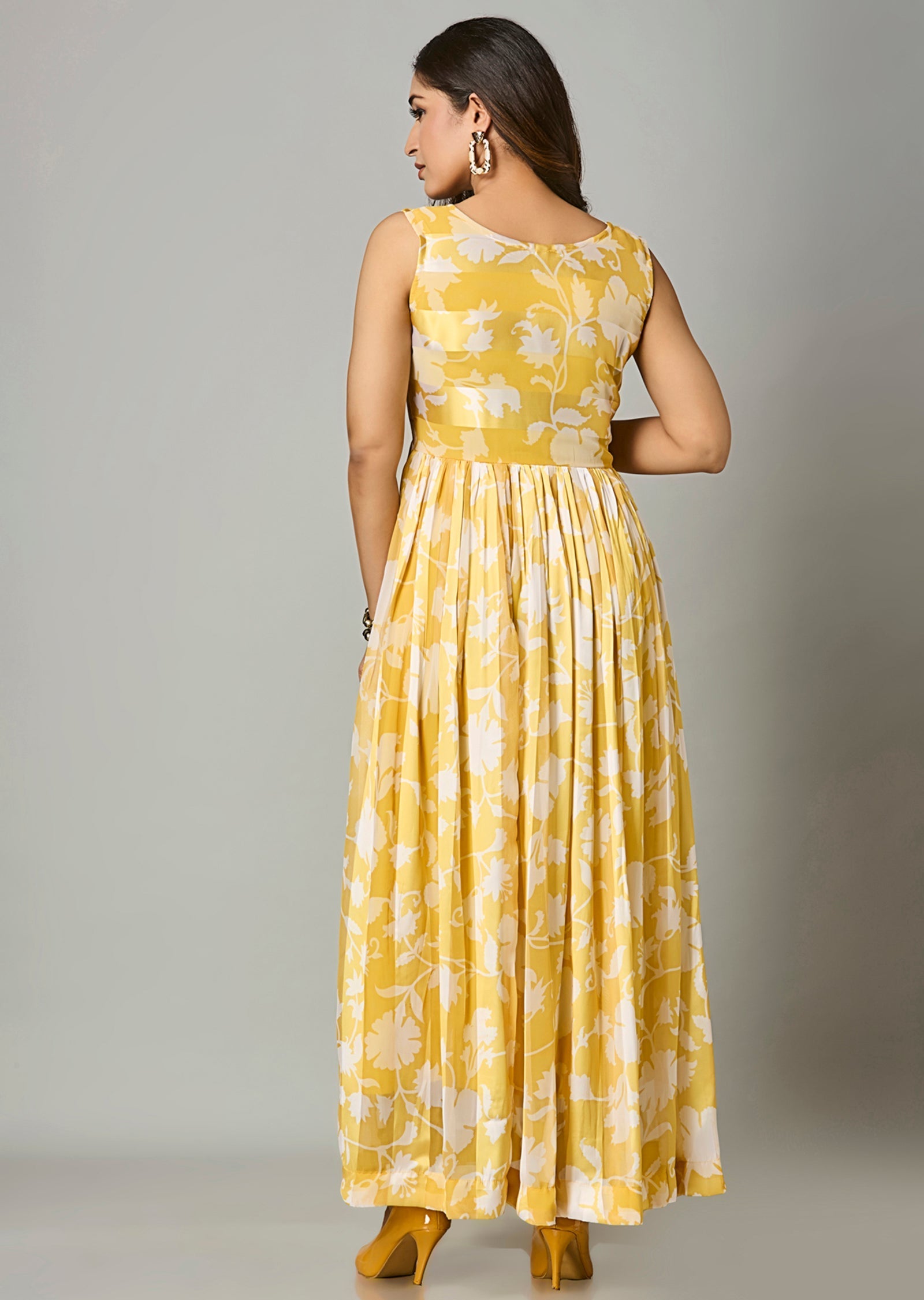 Yellow Chinnon Long Dress