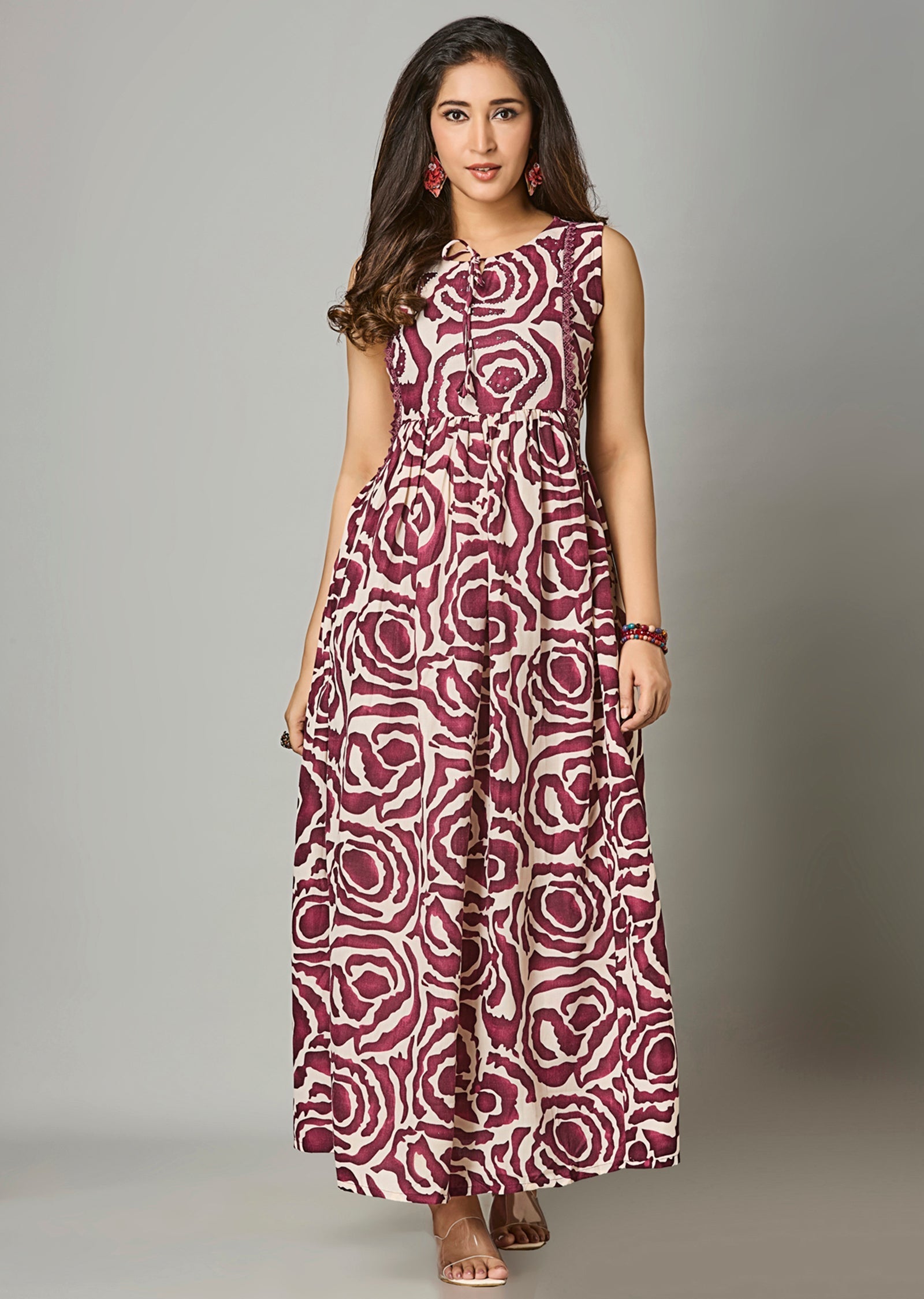 Magenta Cotton Long Dress