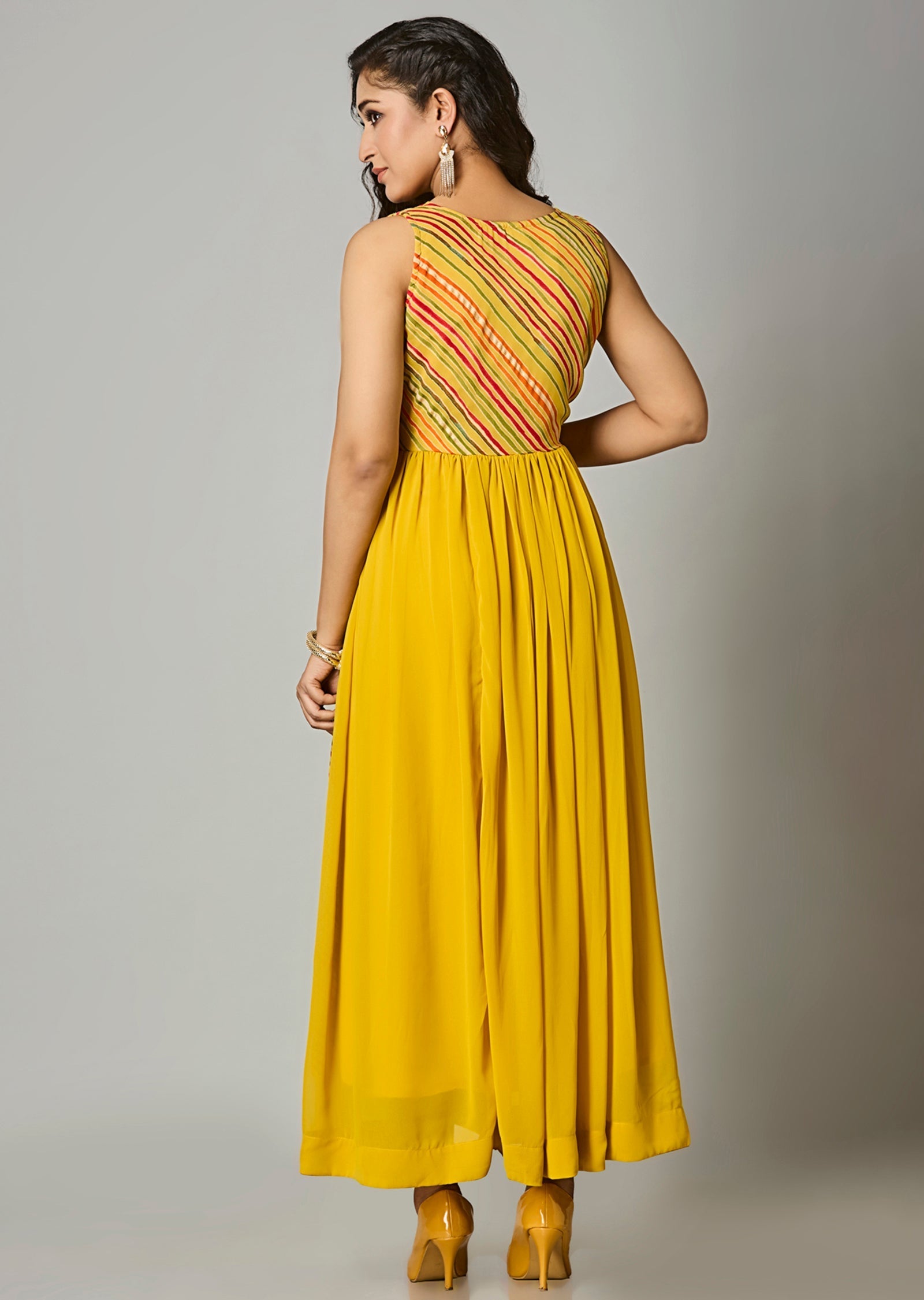 Yellow Georgette Long Dress