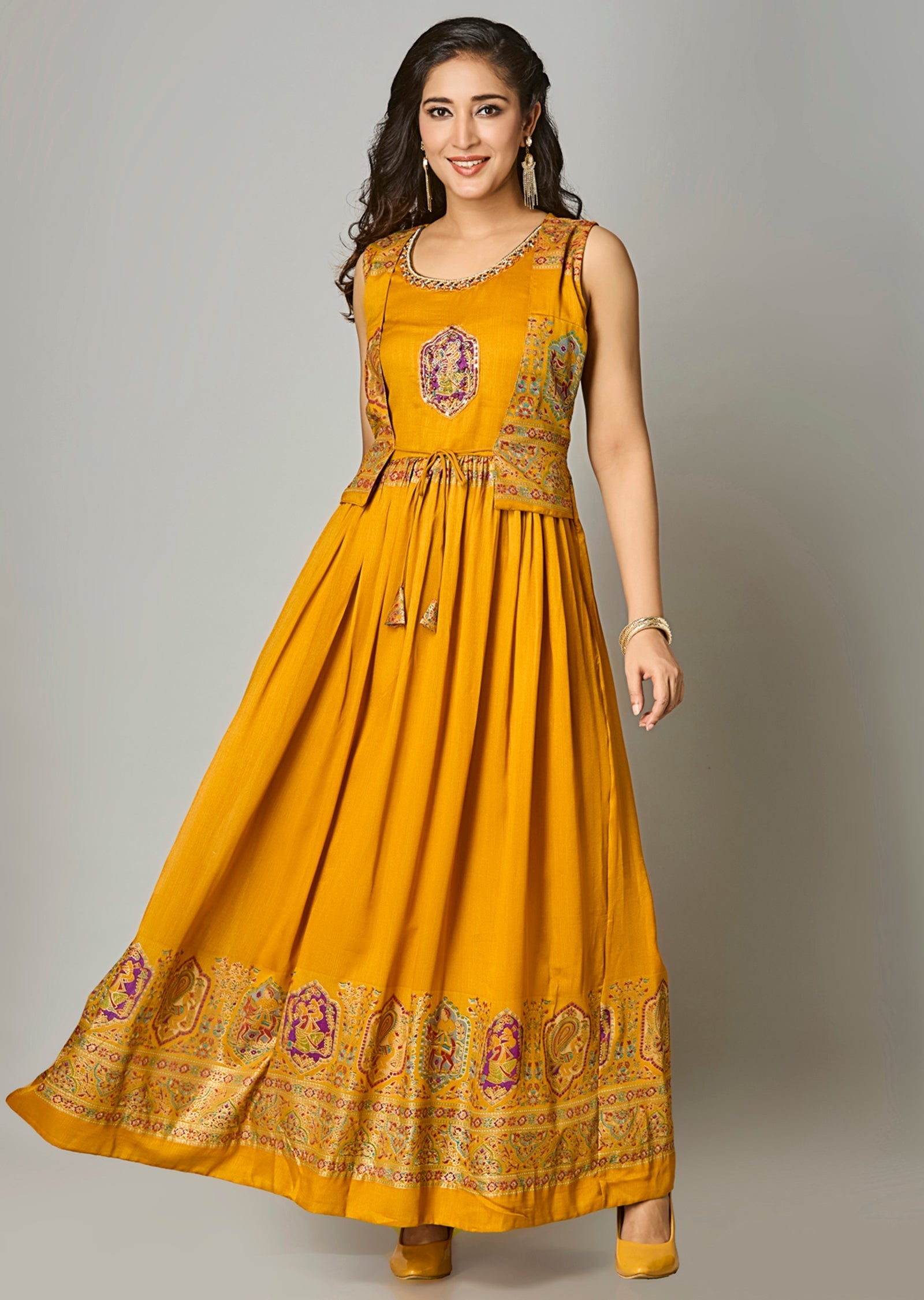 Mustard Silk Long Dress