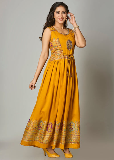 Mustard Silk Long Dress