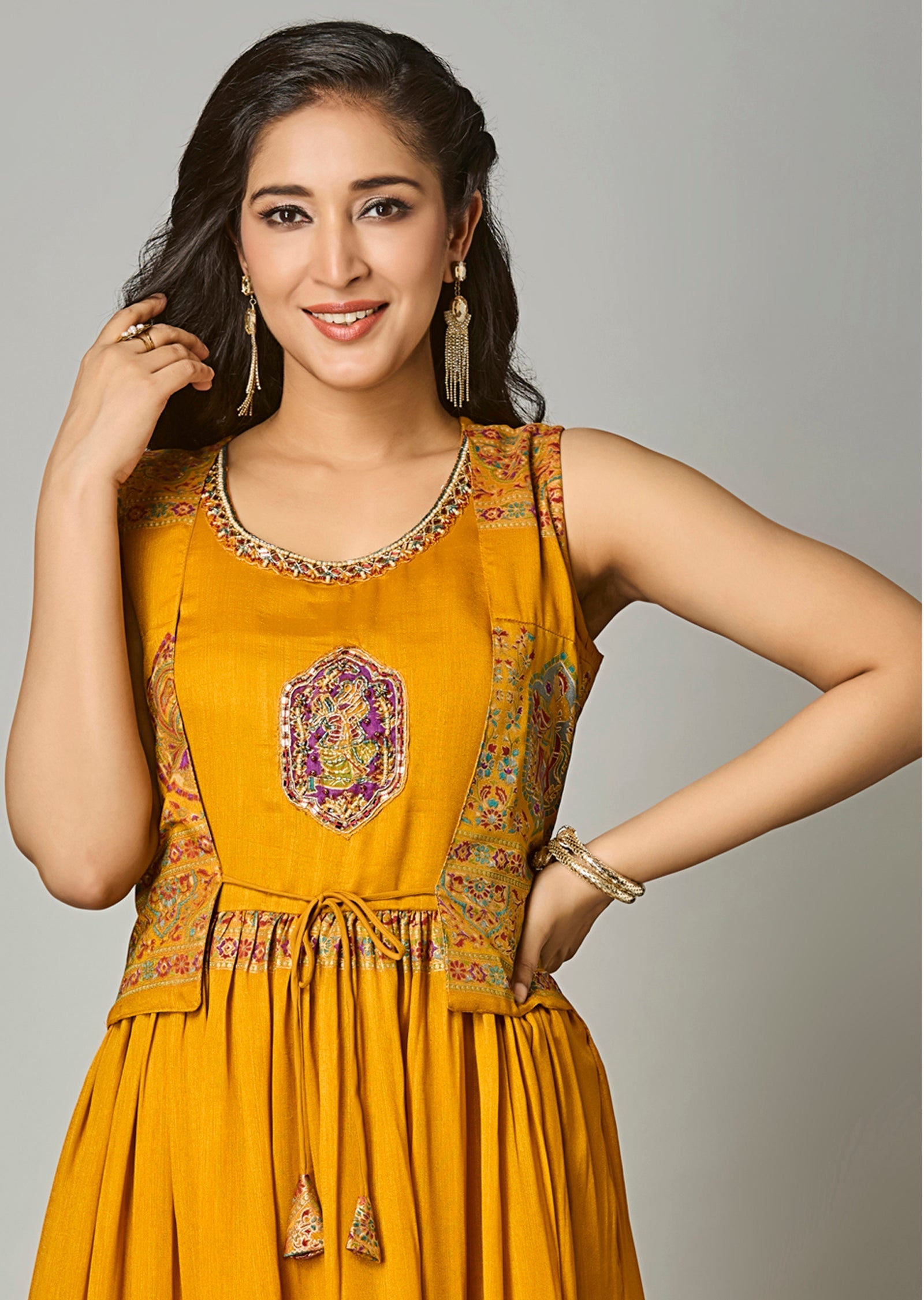 Mustard Silk Long Dress