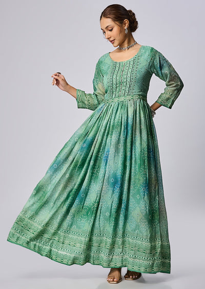 Light Green Chinnon Long Dress