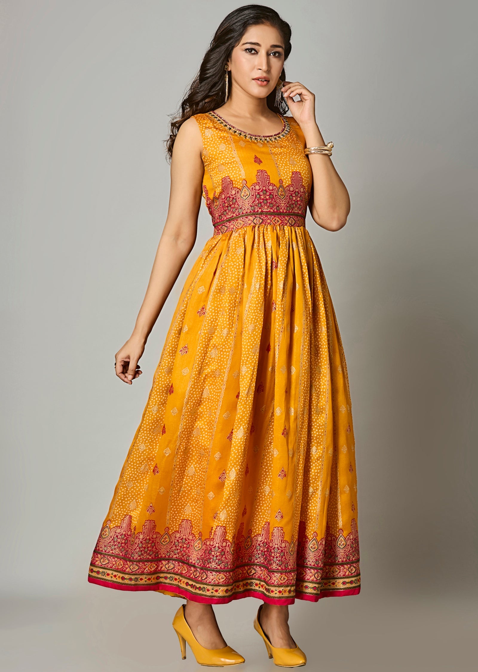 Mustard Silk Long Dress