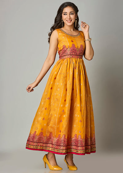 Mustard Silk Long Dress