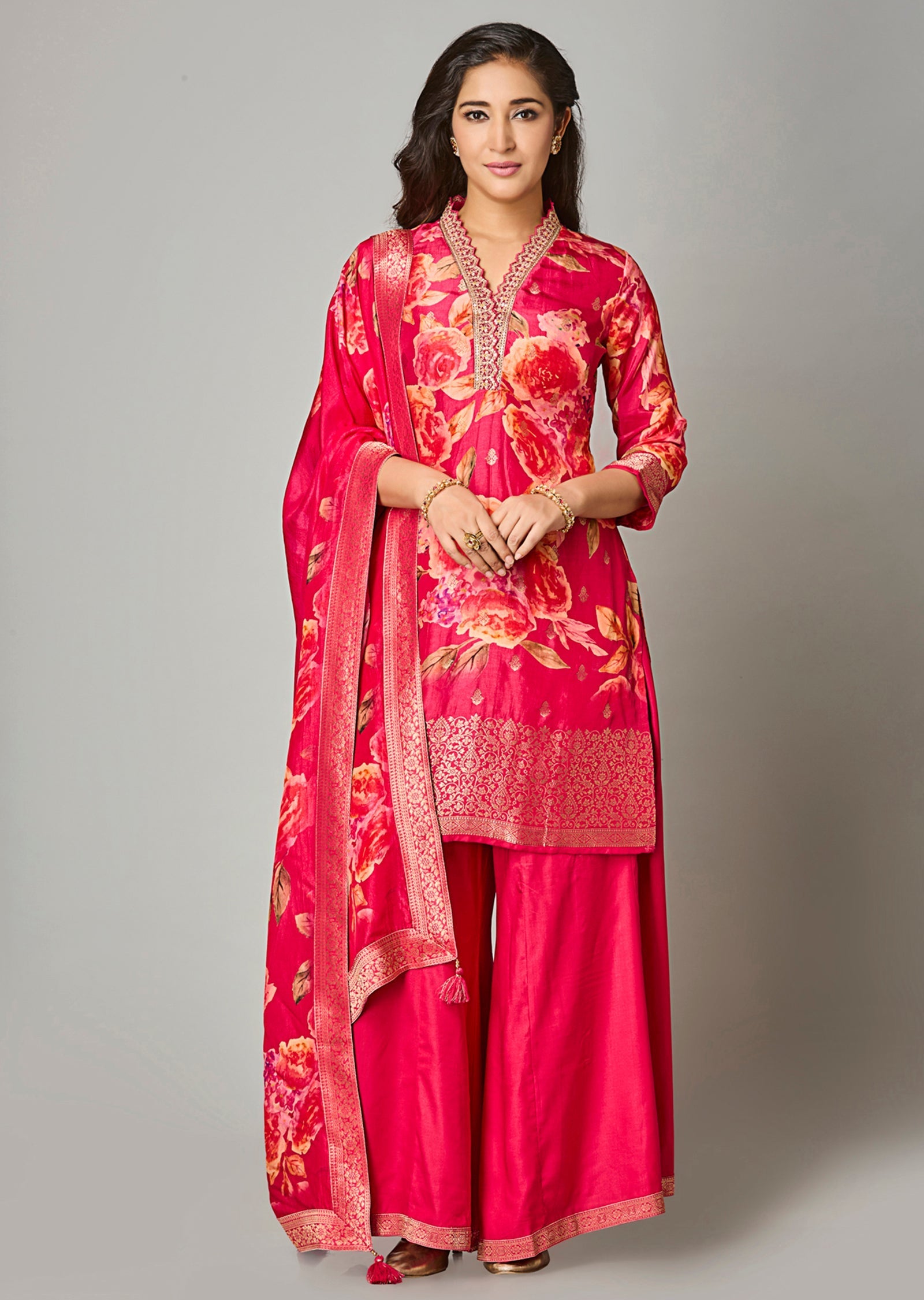 Pink Silk Straight Cut Suit
