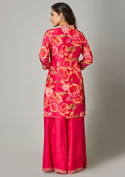 Pink Silk Straight Cut Suit