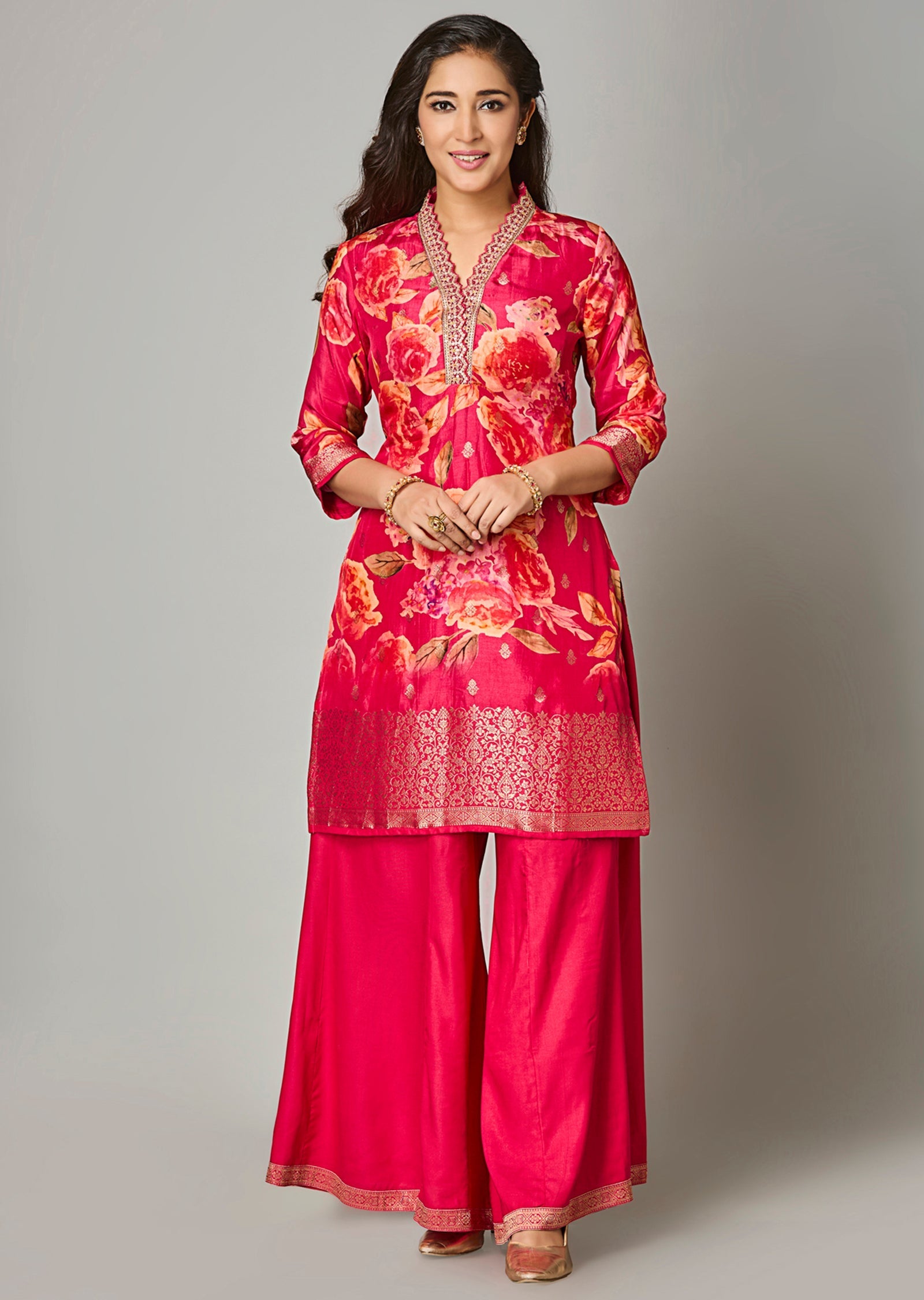 Pink Silk Straight Cut Suit