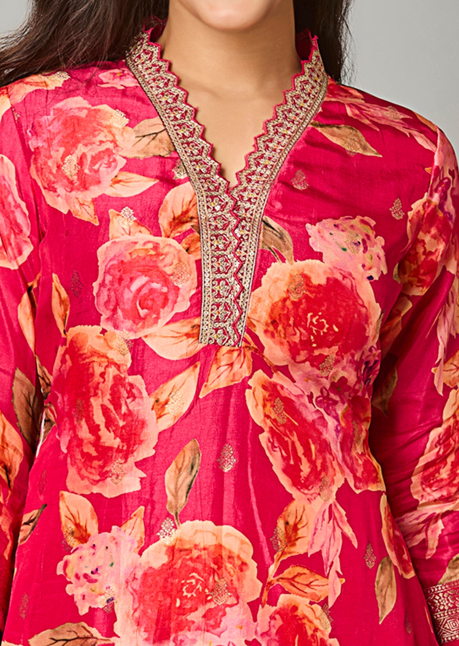 Pink Silk Straight Cut Suit