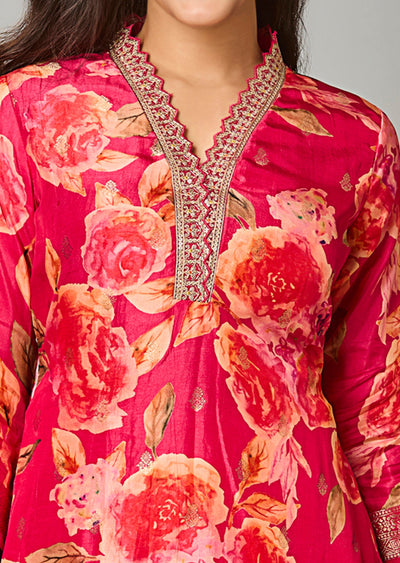 Pink Silk Straight Cut Suit