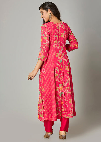 Pink Chinnon Anarkali Suit