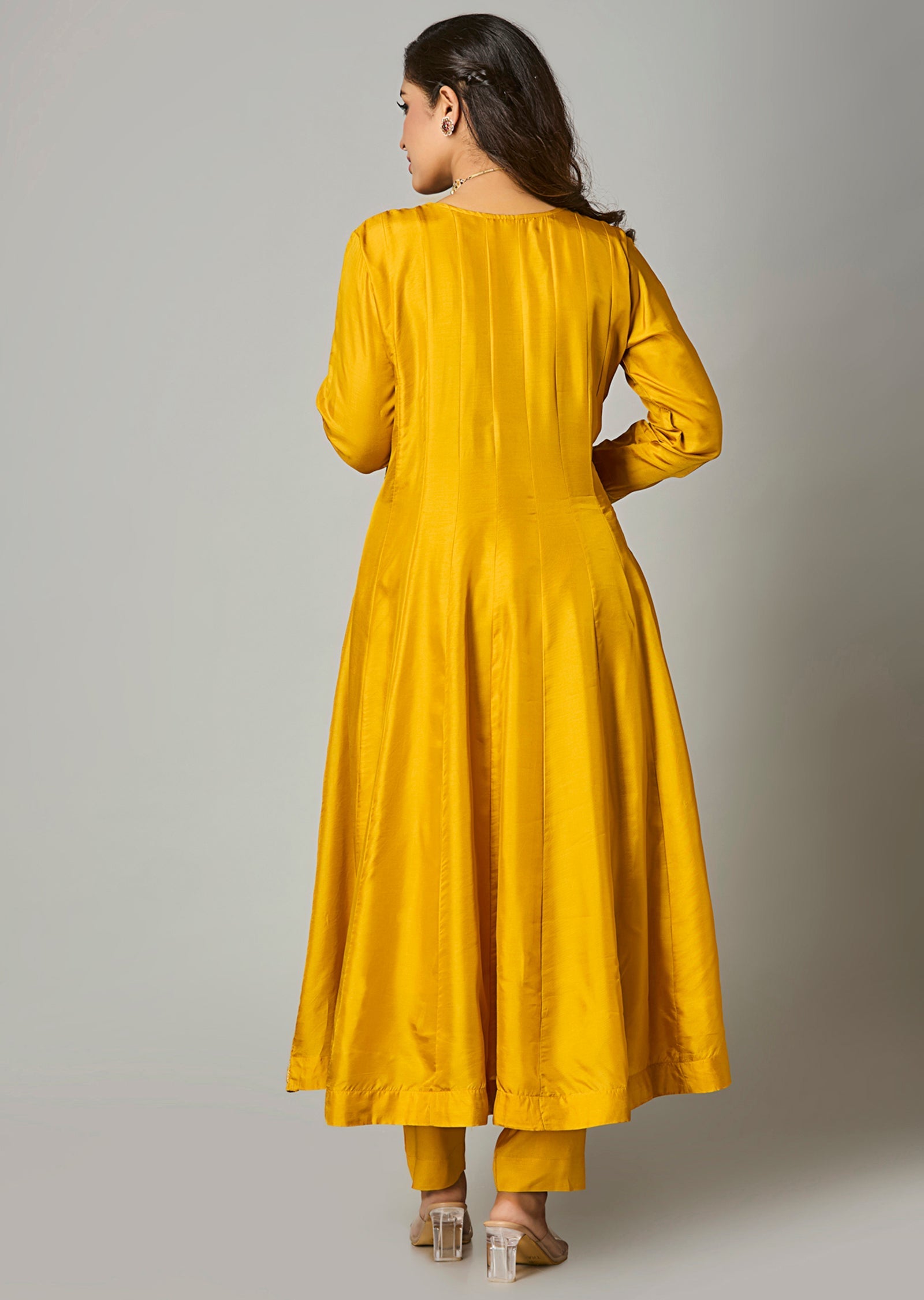 Yellow Silk Anarkali Suit
