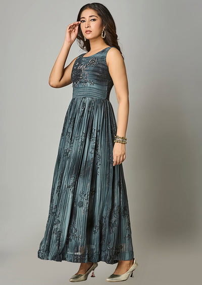 Dark Grey Chiffon Long Dress