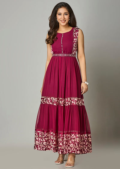 Magenta Georgette Long Dress