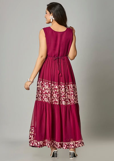 Magenta Georgette Long Dress