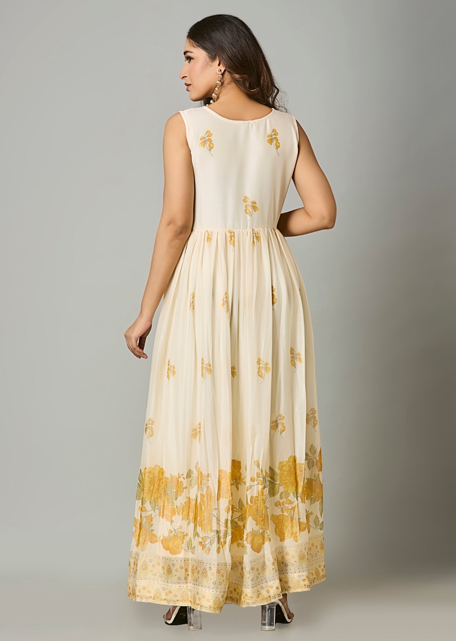 Biege Chiffon Long Dress