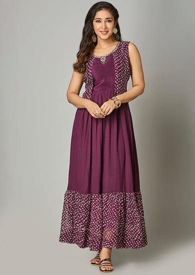 Wine Silk Long Dress