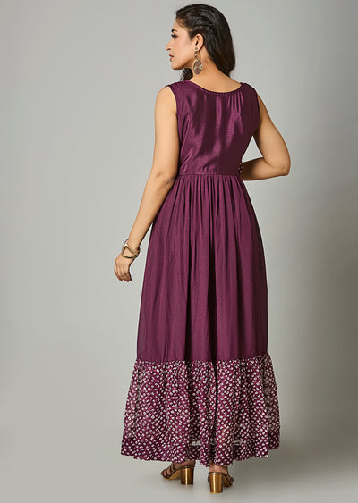 Wine Silk Long Dress