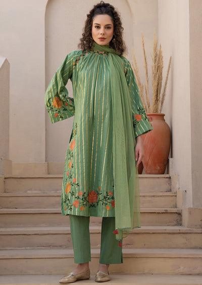 Dusty Green Cotton Straight Cut Suit