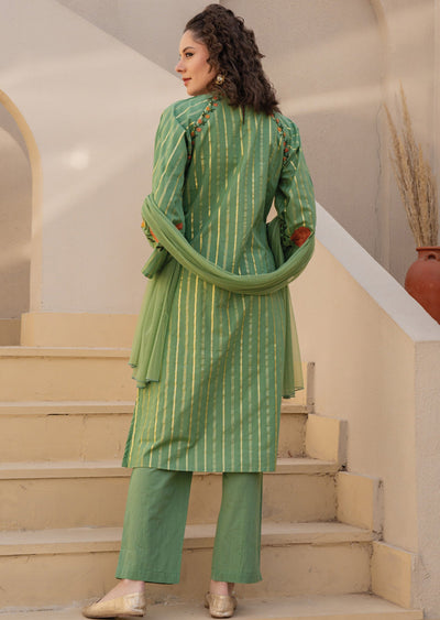 Dusty Green Cotton Straight Cut Suit