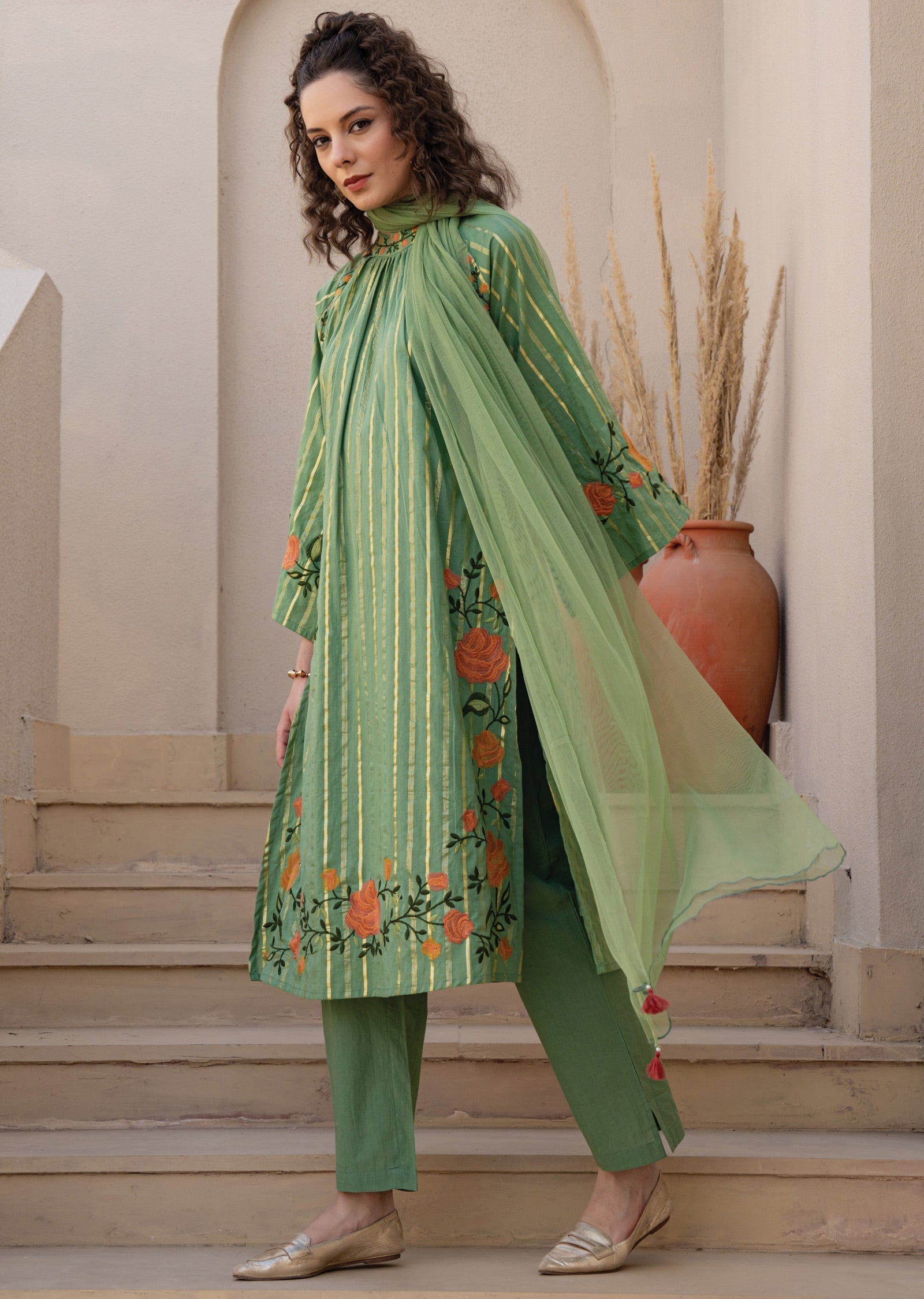 Dusty Green Cotton Straight Cut Suit