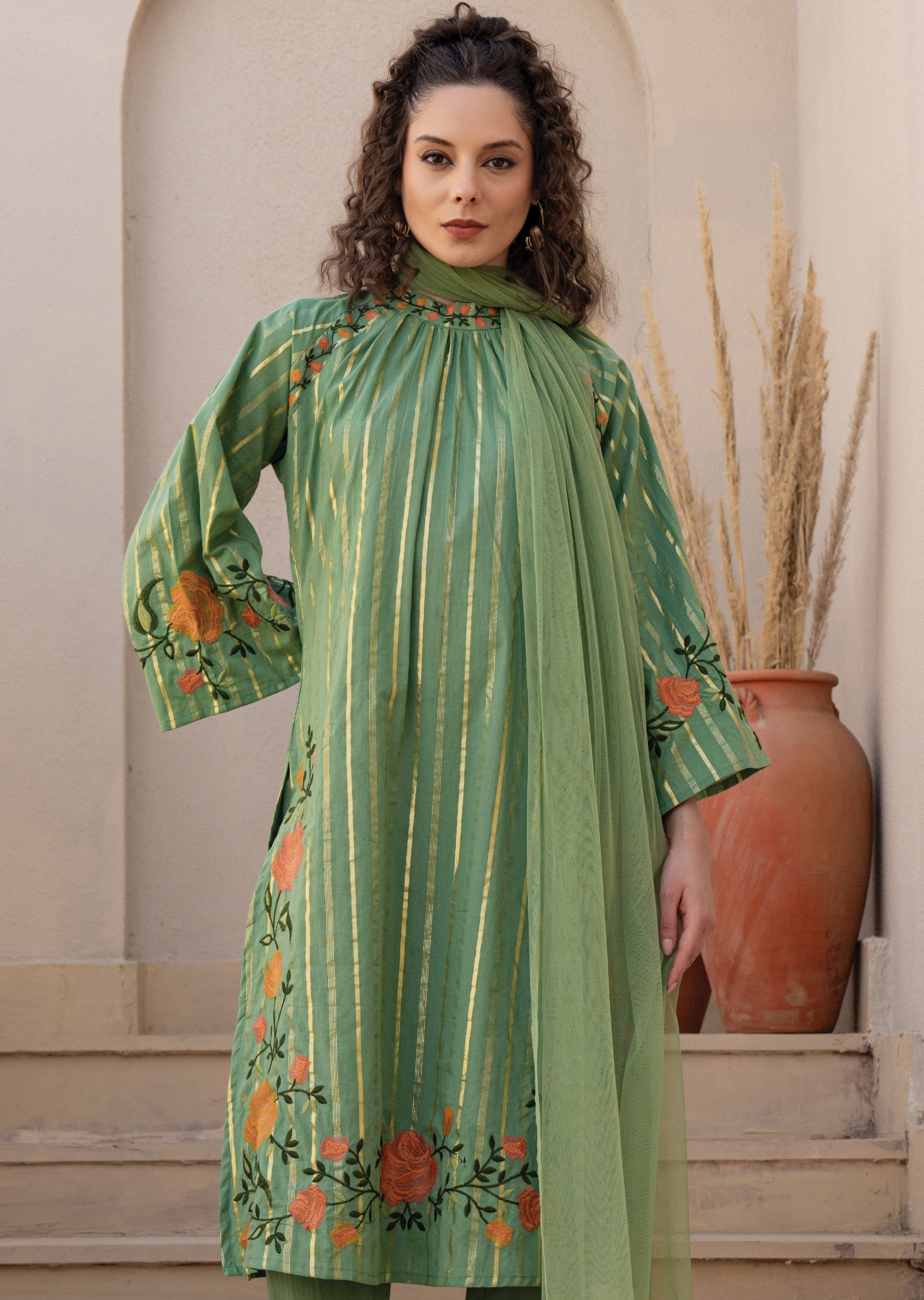 Dusty Green Cotton Straight Cut Suit