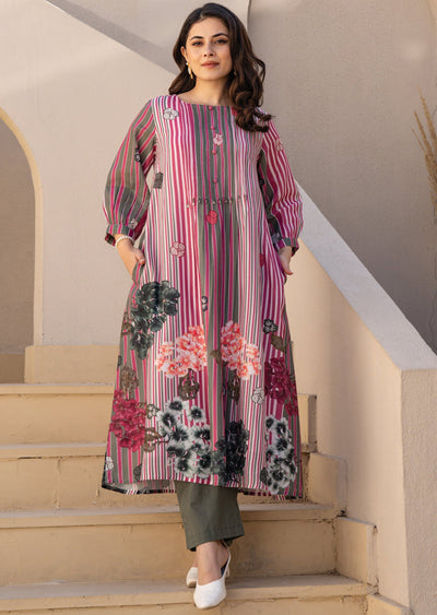 Mehndi Green Cotton Straight Cut Kurti Set