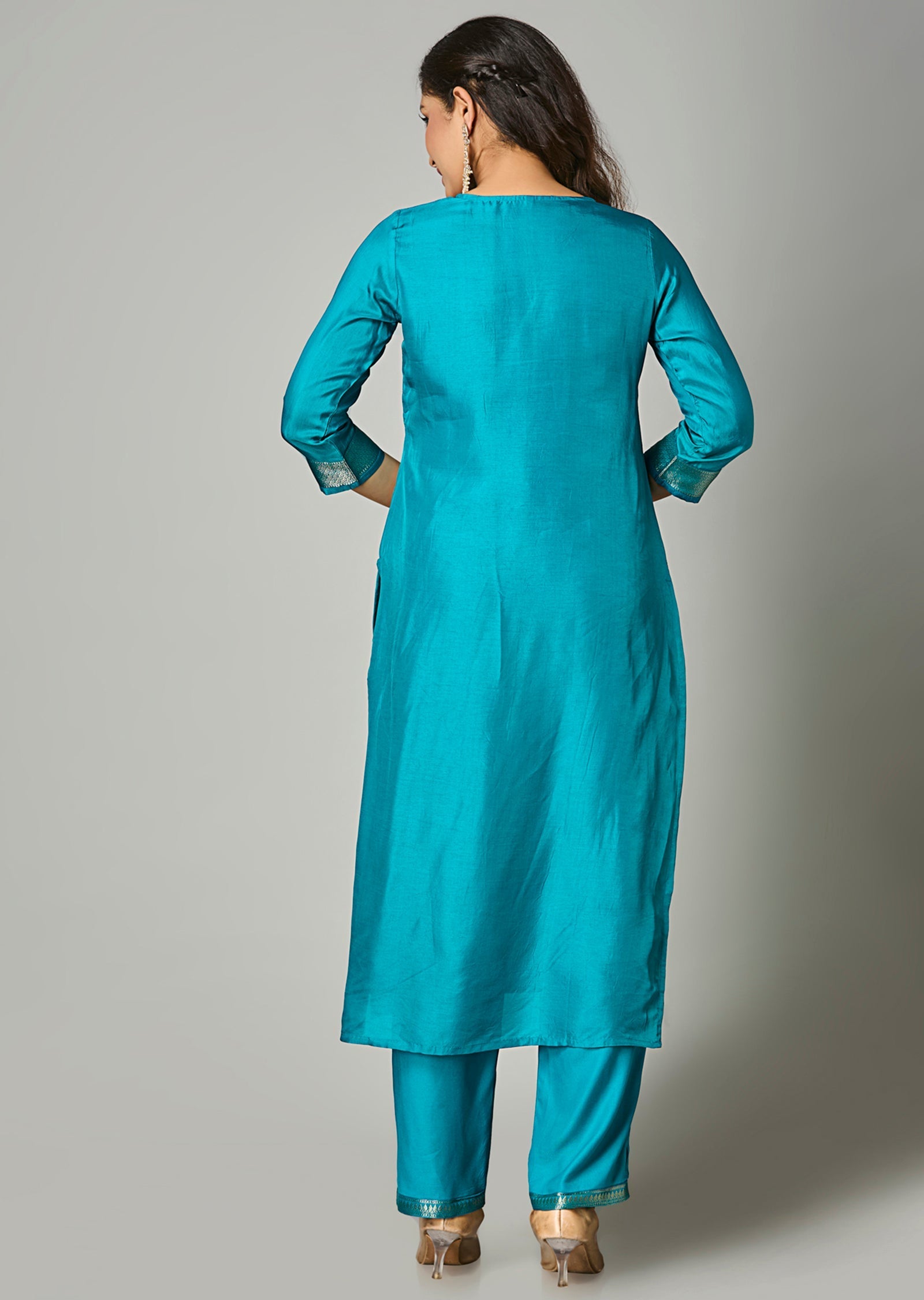 Rama Blue Silk Straight Cut Suit