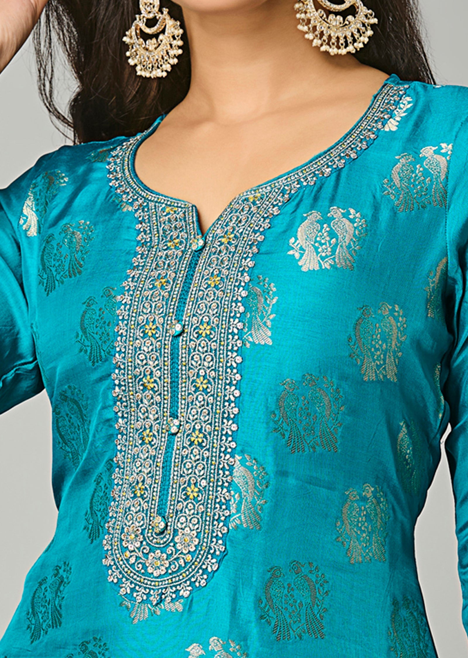 Rama Blue Silk Straight Cut Suit