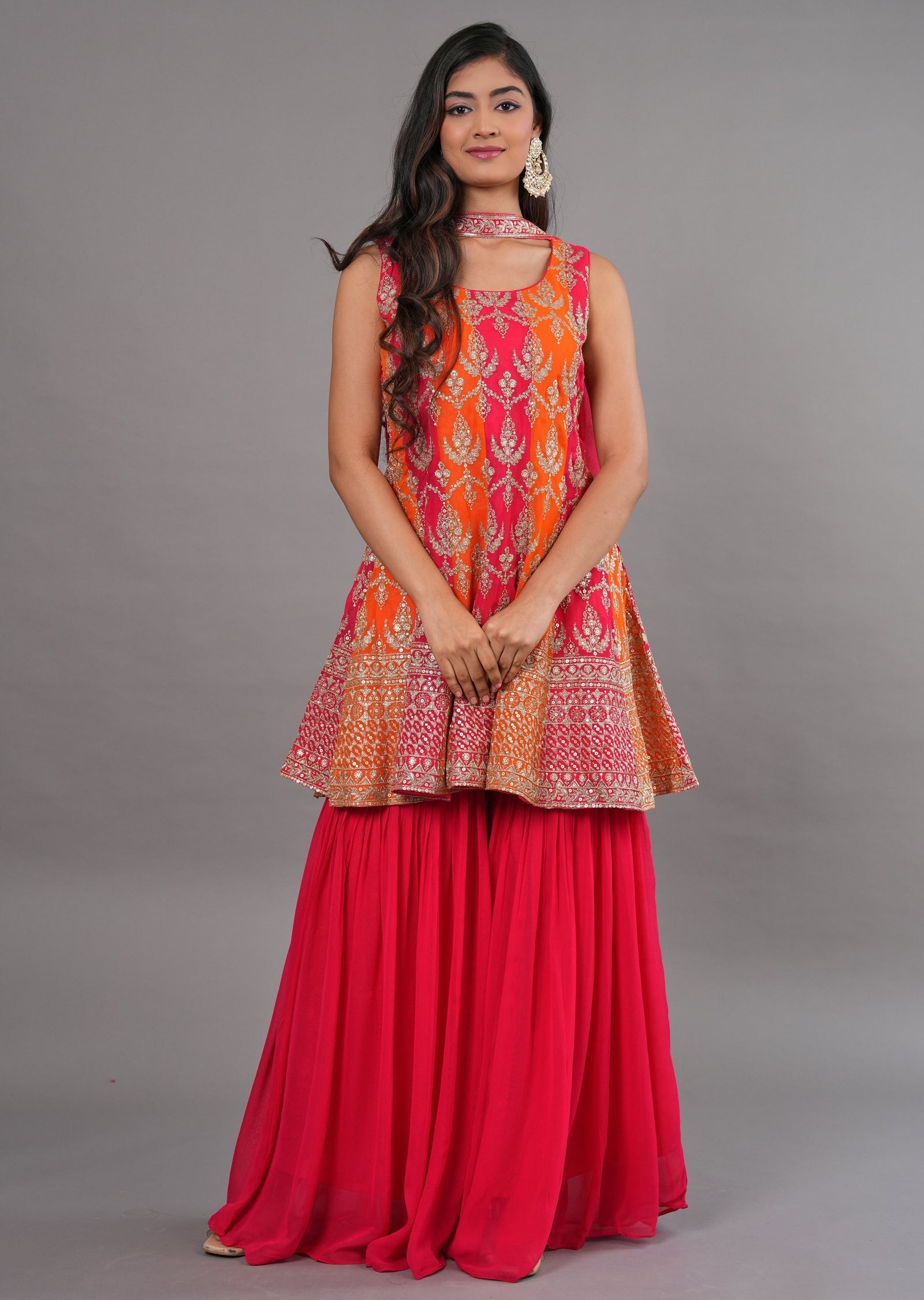 Pink Georgette Shararas Ghararas Set