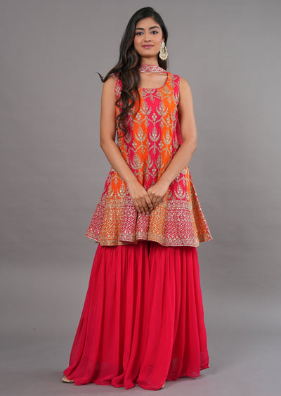 Pink Georgette Shararas Ghararas Set