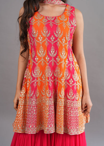 Pink Georgette Shararas Ghararas Set