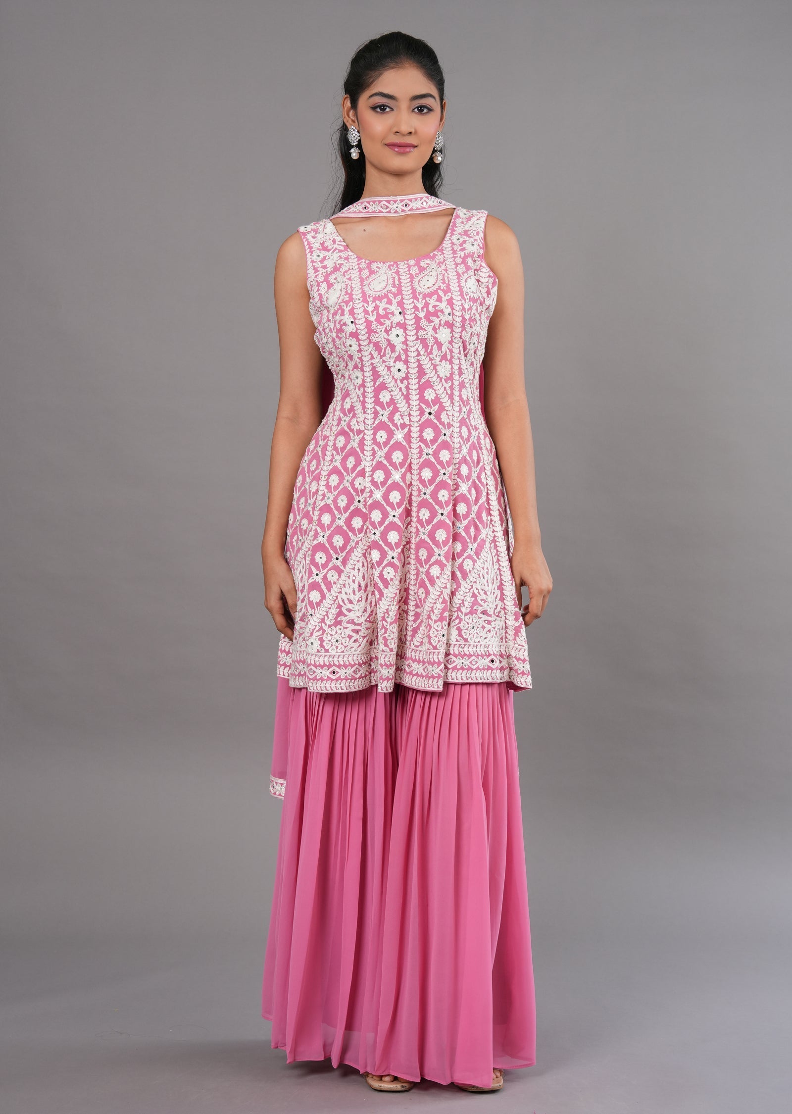 Light Pink Georgette Shararas Ghararas Set