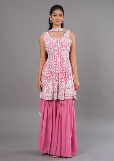 Light Pink Georgette Shararas Ghararas Set