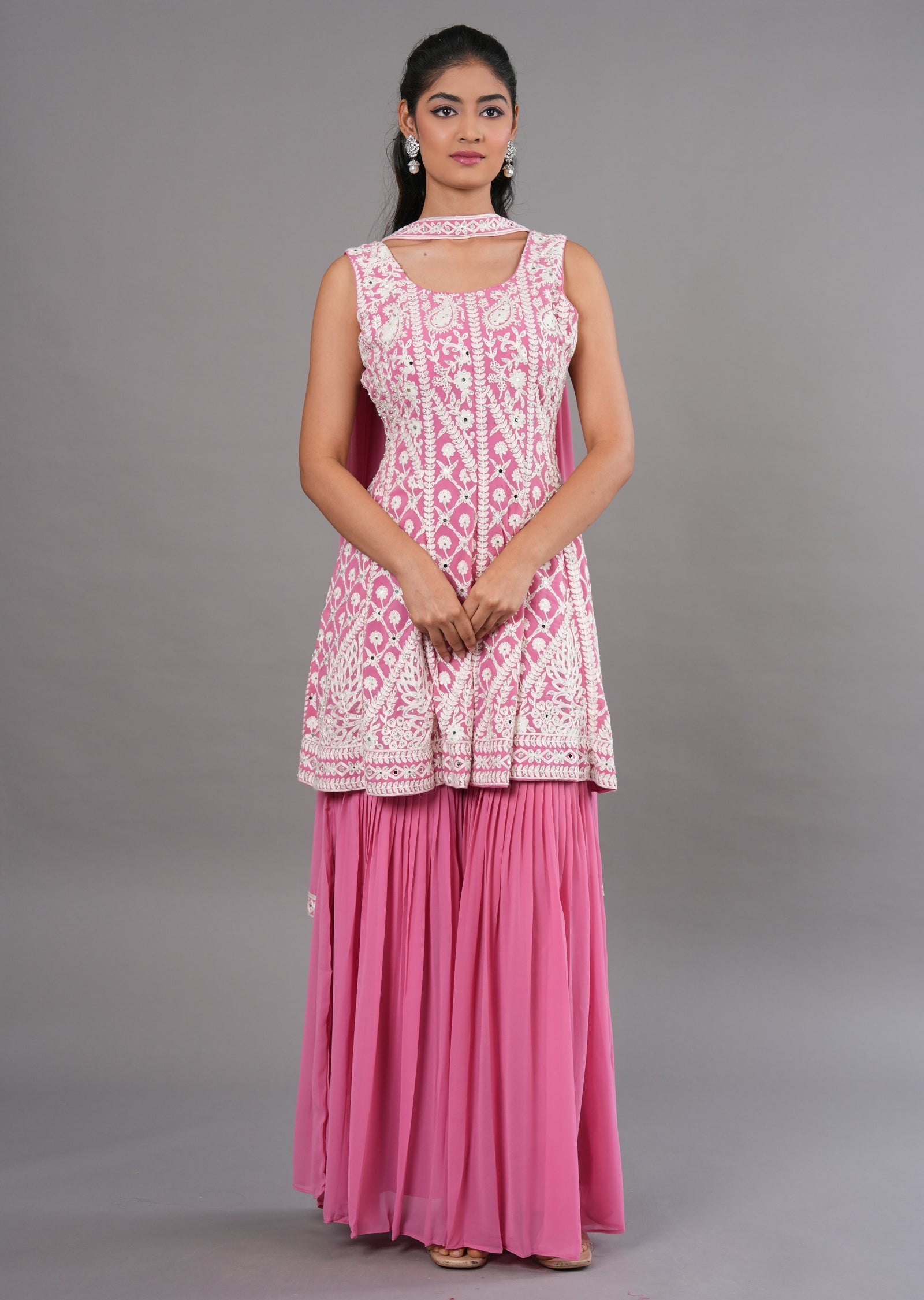 Light Pink Georgette Shararas Ghararas Set