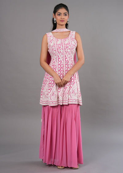 Light Pink Georgette Shararas Ghararas Set