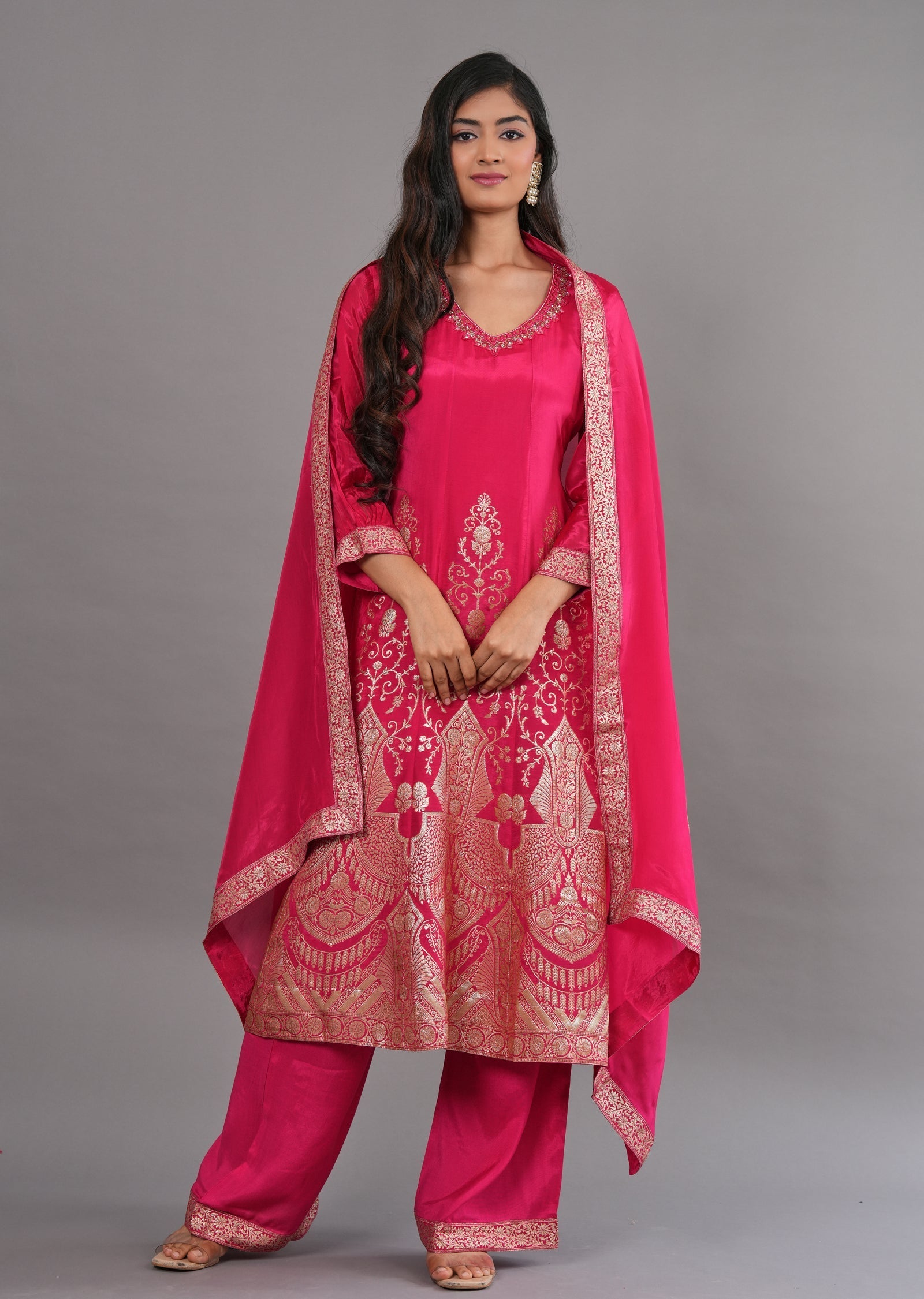 Pink Silk Anarkali Suit