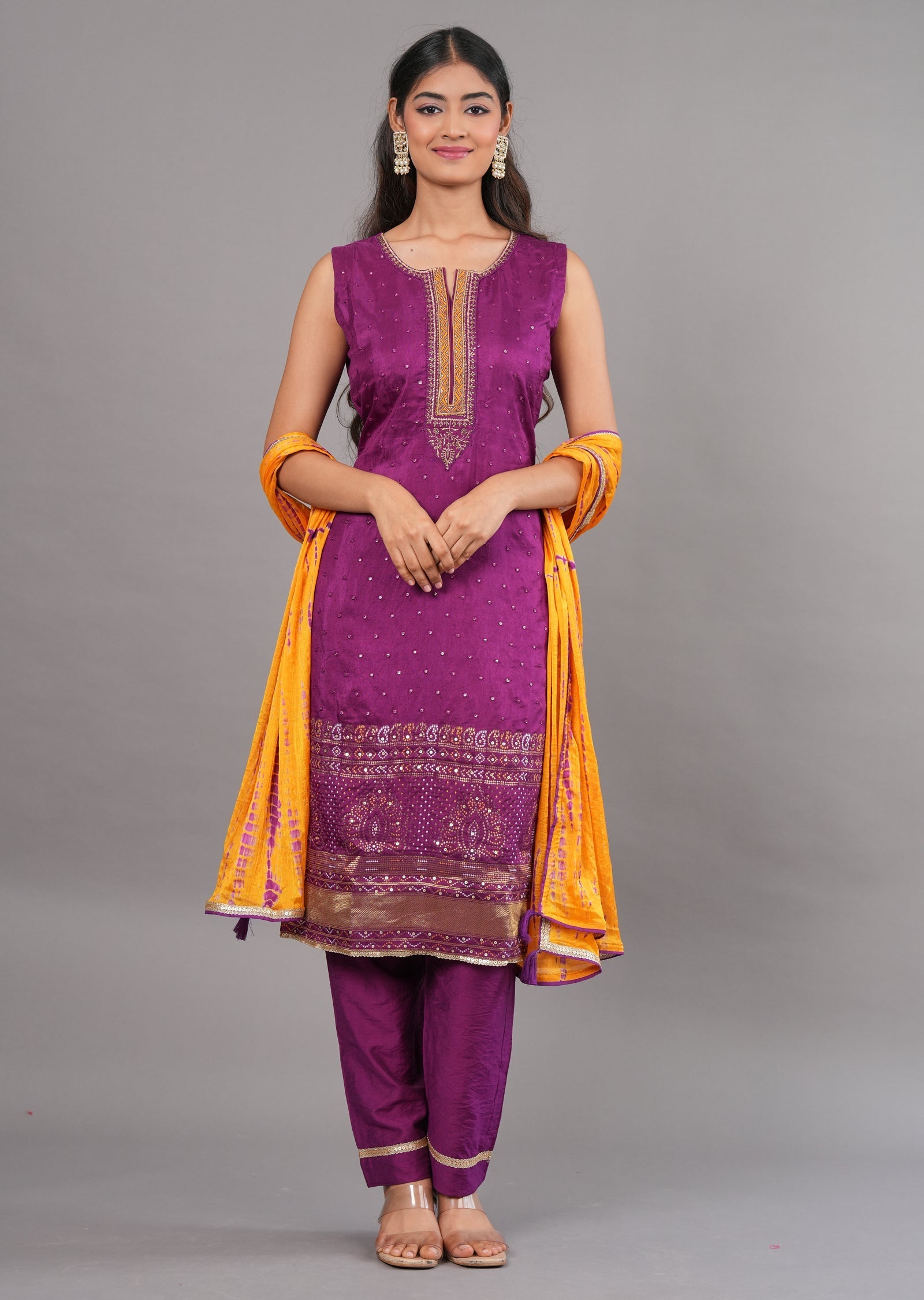 Purple Silk Straight Cut Suit