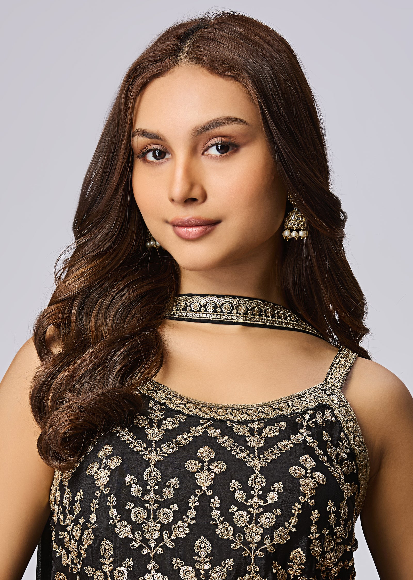 Black Silk Shararas Ghararas Set