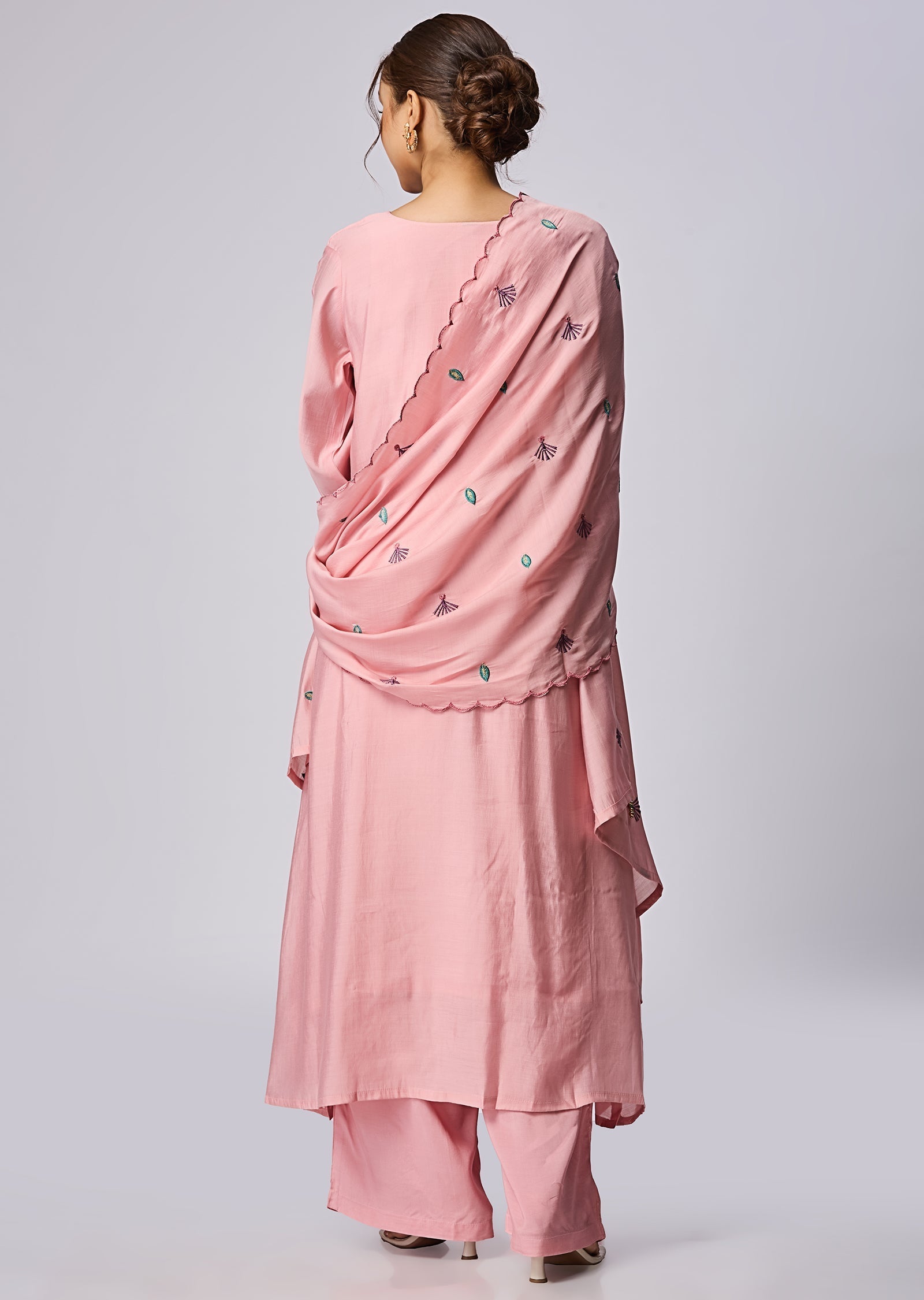 Pink Mul Chanderi Straight Cut Suit