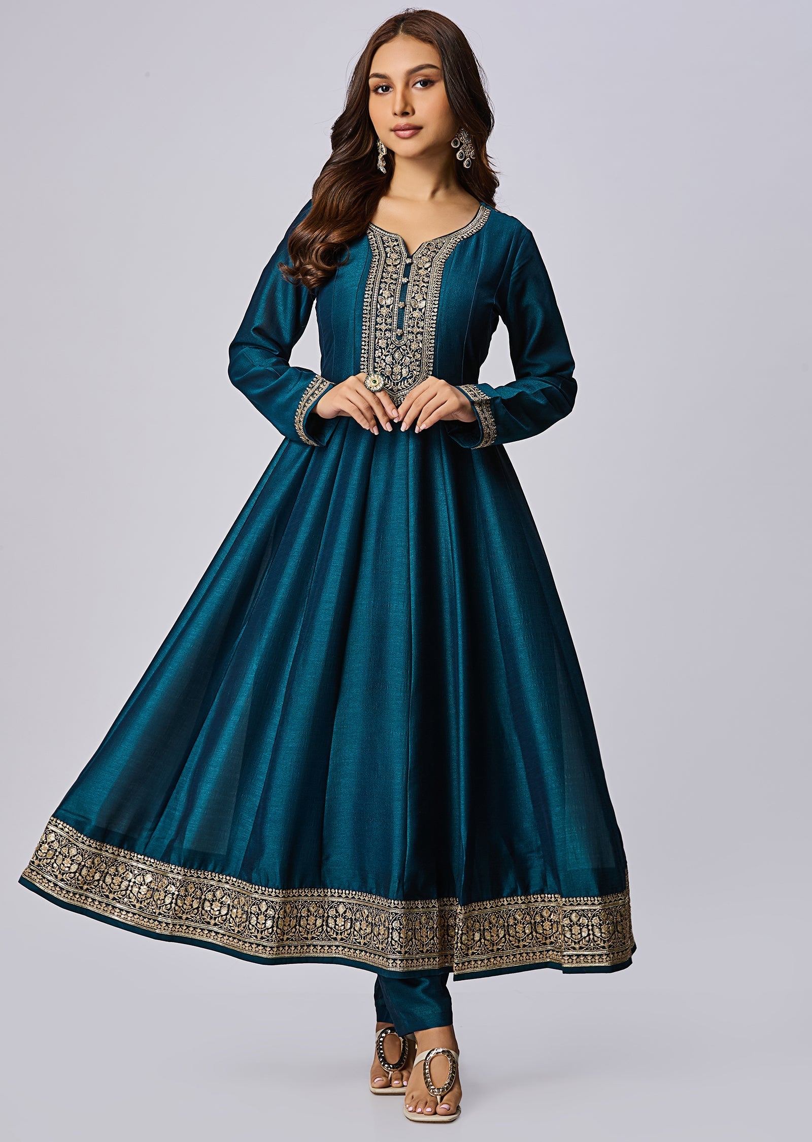 Green Silk Anarkali Suit