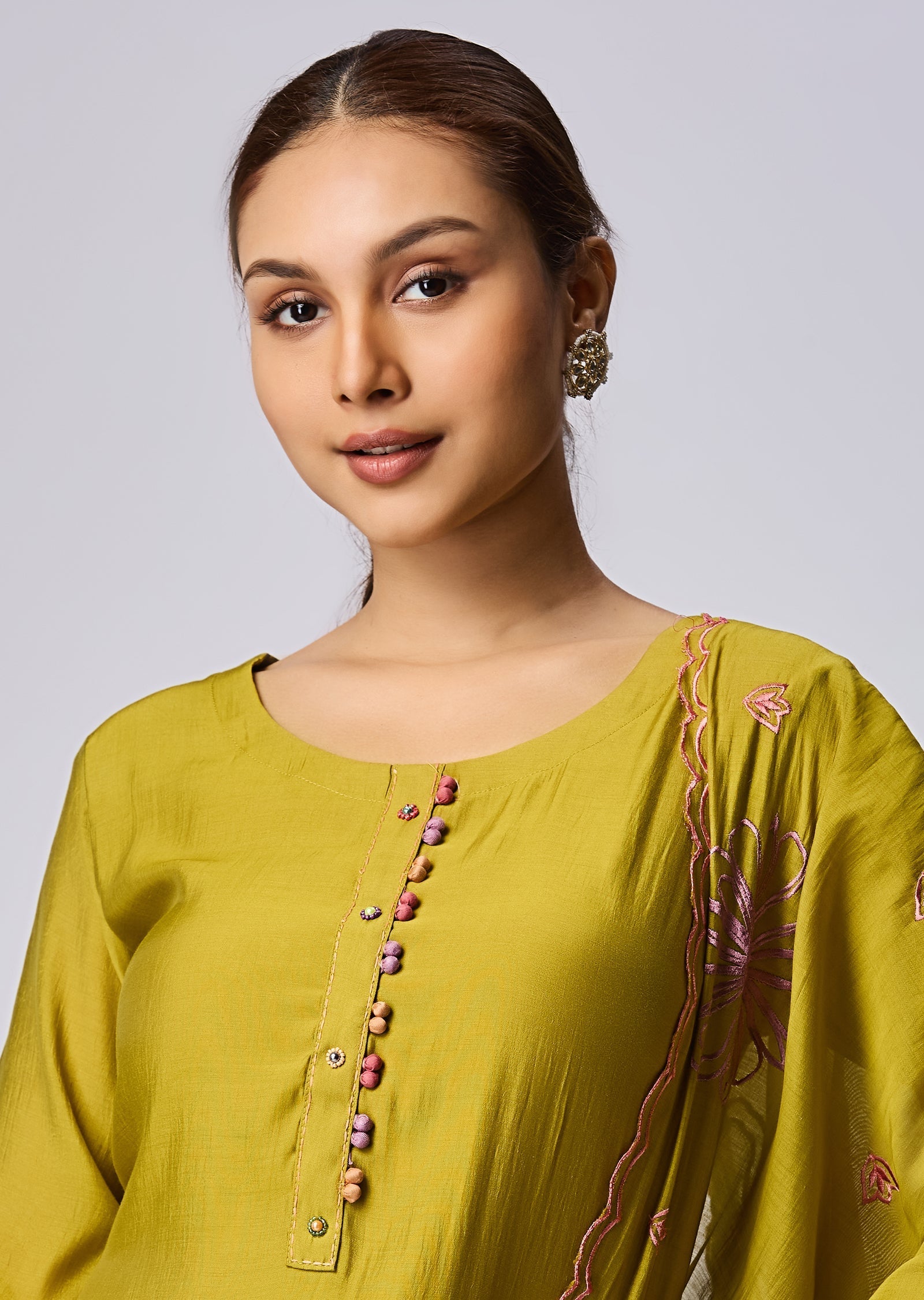 Mehendi Green Mul Chanderi Straight Cut Suit